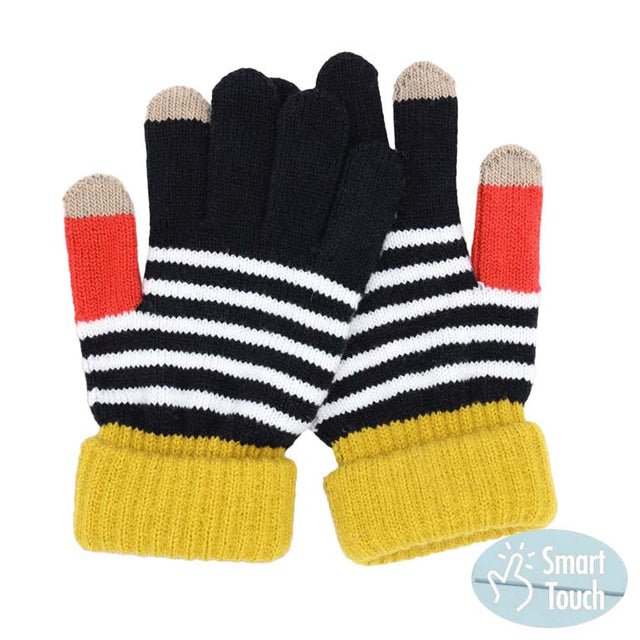 Black Stripe Pattern Smart Gloves, is a very fashionable, attractive, and cute-looking wear that enriches your outfit. It's made of different colors that make your look so much more eye-catching. Wear these colorful gloves before running out in the cold air to keep you warm and toasty. Accessorize the fun way with these gloves, it's the autumnal touch you need to finish your outfit in style. It makes you stand out with its beautiful design and meets your chosen goal.