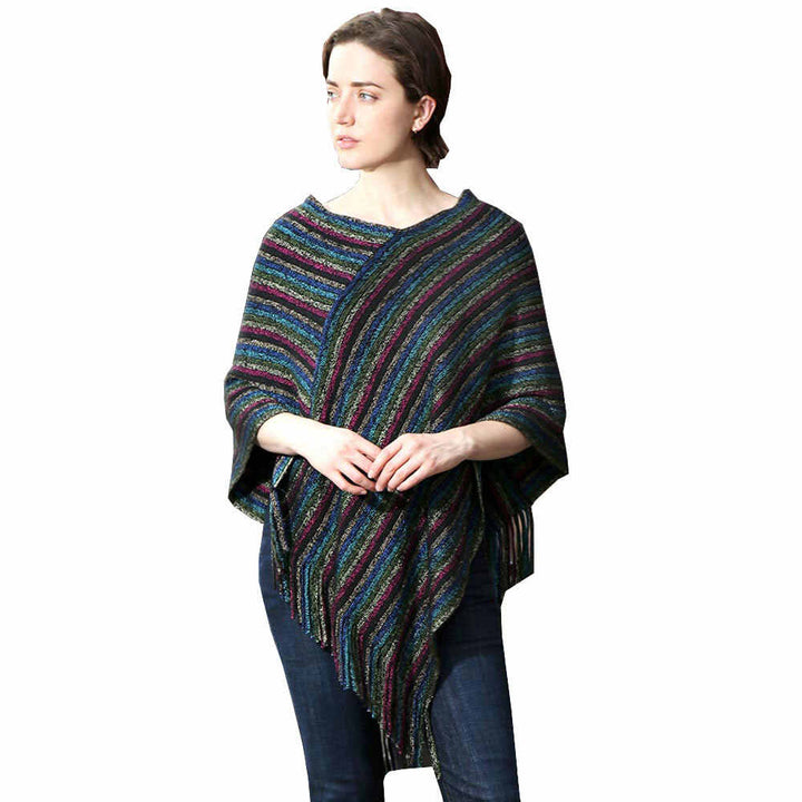 Black Lurex Knit Poncho Outwear Ruana Cape, the perfect accessory, luxurious, trendy, super soft chic capelet, keeps you warm & toasty. You can throw it on over so many pieces elevating any casual outfit! Perfect Gift Birthday, Holiday, Christmas, Anniversary, Wife, Mom, Special Occasion