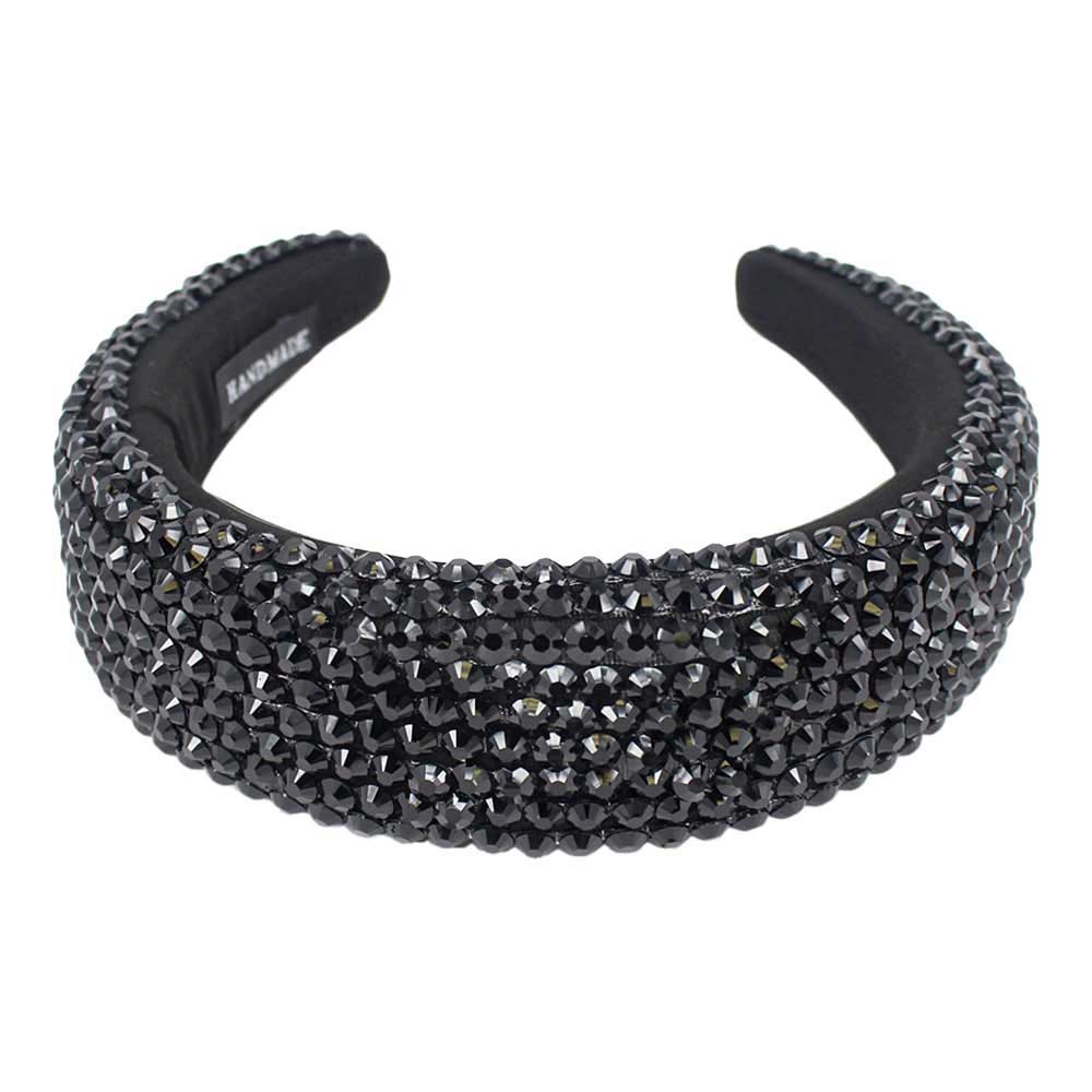 Black Studded Padded Headband, sparkling placed on a wide padded headband making you feel extra glamorous especially when crafted from padded beaded headband . Push back your hair with this pretty plush headband, spice up any plain outfit! Be ready to receive compliments. Be the ultimate trendsetter wearing this chic headband with all your stylish outfits! 