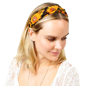 Black Sunflower Patterned Burnout Knot Headband, create a natural & beautiful look while perfectly matching your color with the easy-to-use sunflower patterned knot headband. Push your hair back and spice up any plain outfit with this knot sunflower patterned headband! Be the ultimate trendsetter & be prepared to receive compliments wearing this chic headband with all your stylish outfits! 