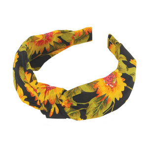 Black Sunflower Patterned Burnout Knot Headband, create a natural & beautiful look while perfectly matching your color with the easy-to-use sunflower patterned knot headband. Push your hair back and spice up any plain outfit with this knot sunflower patterned headband! Be the ultimate trendsetter & be prepared to receive compliments wearing this chic headband with all your stylish outfits! 