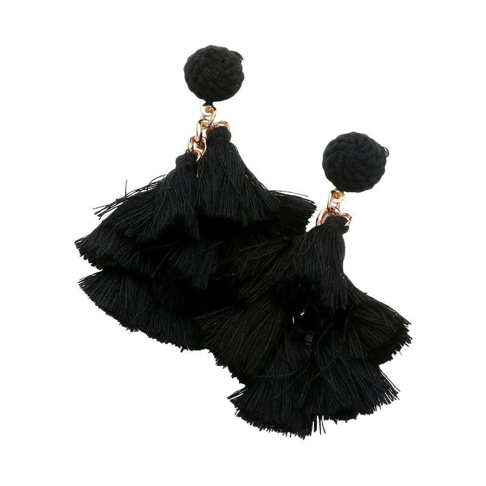 Black Tassel Cluster Vine Dangle Earrings, are beautifully designed with cluster vine on a tassel theme to put on a pop of color and complete your ensemble. Perfect for adding the perfect beauty & glamor everywhere. Perfect gift for Birthdays, Anniversaries, Mother's Day, Graduation, etc. Show off your trendy choice & perfect combination with these beautiful earrings.