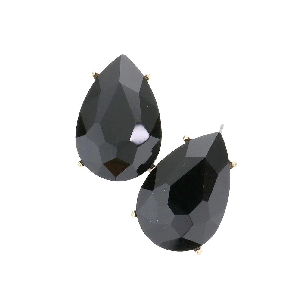 Black Teardrop Stone Evening Earrings, This teardrop stone earring put on a pop of color to complete your ensemble. Teardrop Stone and sparkling design give these stunning earrings an elegant look. Classic, elegant evening earrings for a special occasion, ideal for parties, weddings, graduation, and holidays, pair these evening earrings with any ensemble for a polished look. These earrings pair perfectly with any ensemble from business casual, to a night out on the town or a black-tie party.