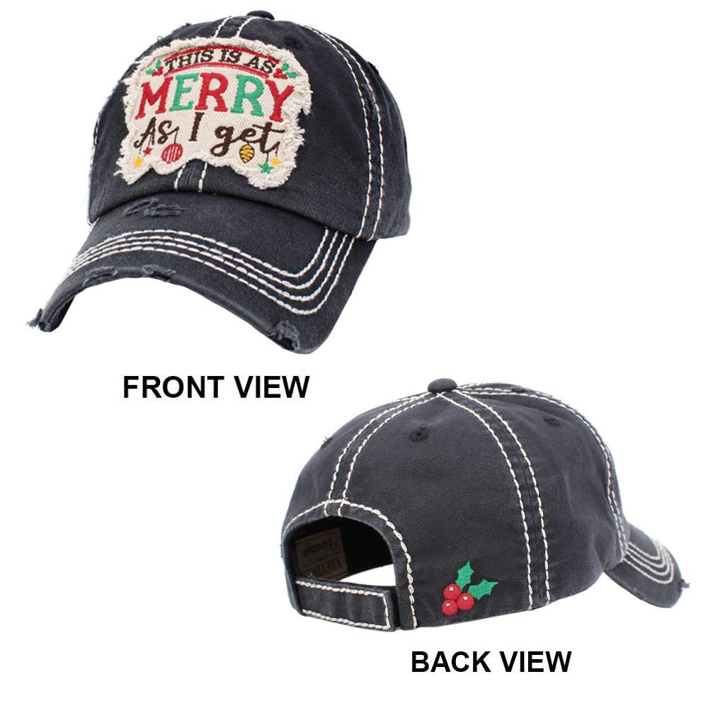 Black This Is As Merry As I Get Vintage Baseball Cap, embrace the Christmas spirit with these fun cool vintage festive Baseball Cap. it is an adorable baseball cap that has a vintage look, giving it that lovely appearance. Adjustable snapback closure tab with a mesh back and a pre-curved bill. No matter where you go on the beach or summer and Fall party it will keep you cool and comfortable. Suitable this baseball cap during all your outdoor activities like sports and camping!