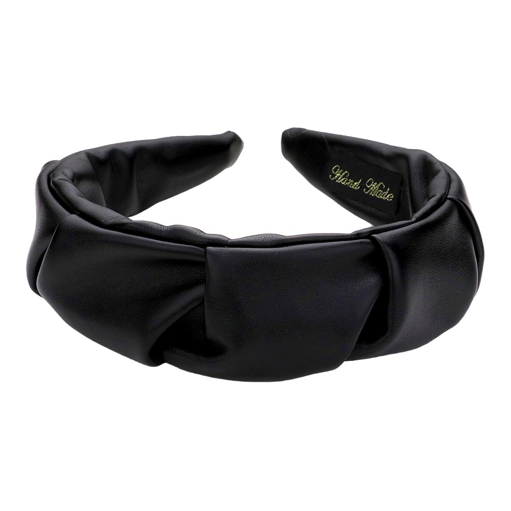 Black Trendy Pleated Solid Faux Leather Headband, create a natural & beautiful look while perfectly matching your color with the easy-to-use pleated solid faux leather headband. Perfect for everyday wear, special occasions, outdoor festivals, and more. Awesome gift idea for your loved one or yourself.