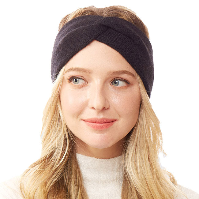 Black Twisted Knot Solid Soft Earmuff Headband Ear Warmer will shield your ears from cold winter weather ensuring all day comfort. Ear band is soft, comfortable and warm adding a touch of sleek style to your look, show off your trendsetting style when you wear this ear warmer and be protected in the cold winter winds.