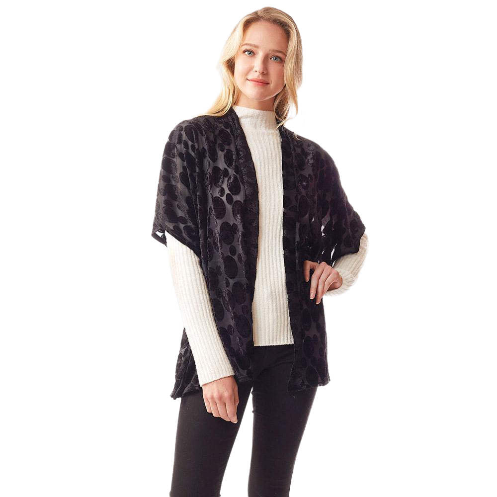 Black Solid Color Floral Print Long Velvet Shawl Winter Burnout Shawl Poncho Women Outwear Cover, the perfect accessory, luxurious, trendy, super soft chic capelet, keeps you warm & toasty. You can throw it on over so many pieces elevating any casual outfit! Perfect Gift Birthday, Holiday, Christmas, Anniversary, Wife, Mom, Special Occasion