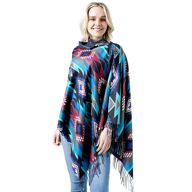 Black Western Doublesided Shawl Poncho. This timeless doublesided Poncho is Soft, Lightweight and Breathable Fabric, Close to Skin, Comfortable to Wear. Sophisticated, flattering and cozy, this Poncho drapes beautifully for a relaxed, pulled-together look. Suitable for Weekend, Work, Holiday, Beach, Party, Club, Night, Evening, Date, Casual and Other Occasions in Spring, Summer and Autumn.
