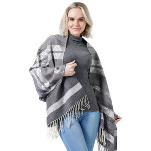 Black Western Pattern Woven Scarf Shawl, trendy, and soft. Keeps you warm and toasty in the cold weather. You can throw it on over so many pieces elevating any casual outfit! A perfect gift for Wife, Mom, Birthday, Holiday, Christmas, Anniversary, Fun Night Out. Great for daily wear in the cold winter to protect you against the chill. Enjoy the winter with enhanced luxe!