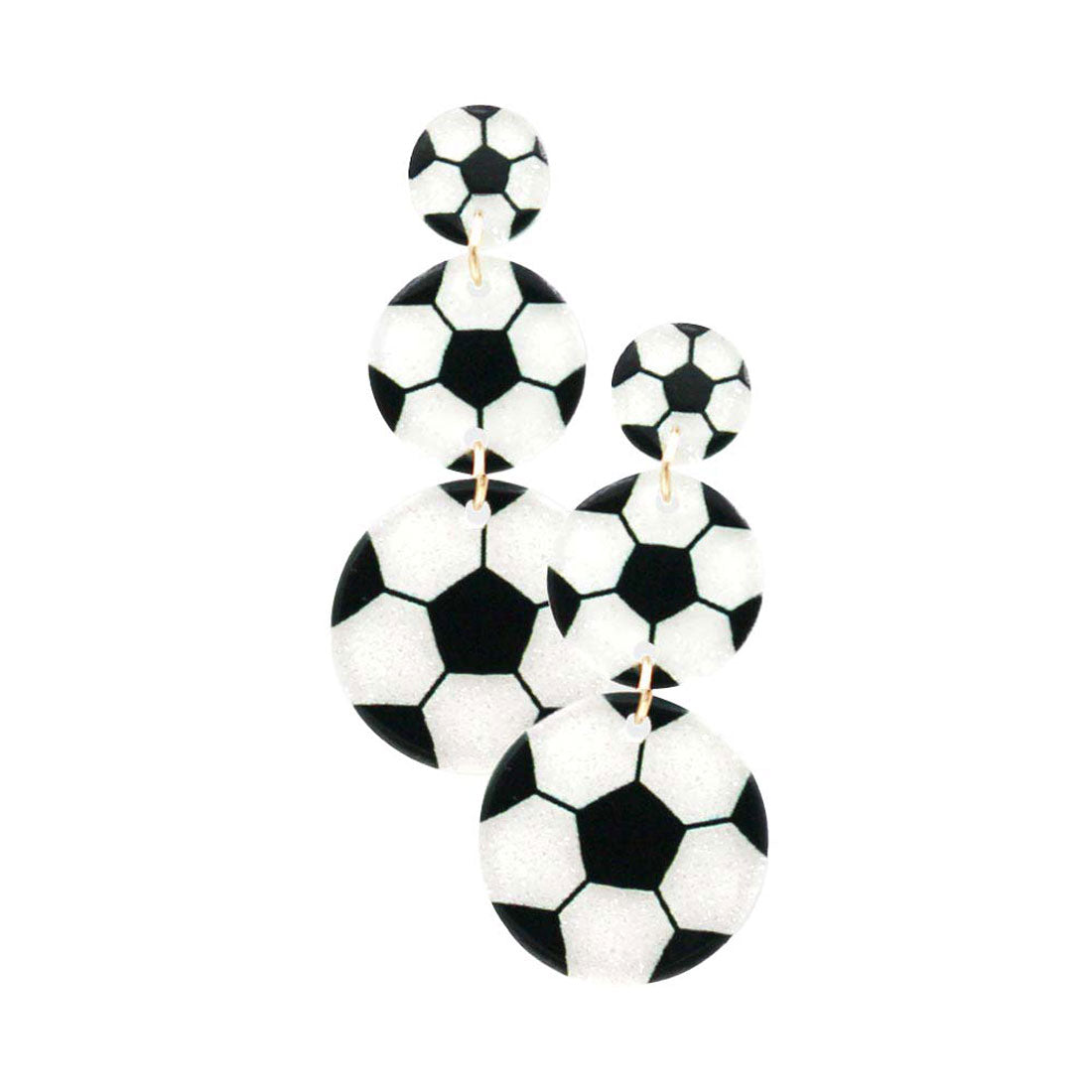 Black White Acetate Soccer Link Earrings. Beautifully crafted design adds a gorgeous glow to any outfit. Jewelry that fits your lifestyle! Gift someone or yourself these ultra-chic earrings, they will take your look up a notch, these sports themed earrings versatile enough for wearing straight through the week, coordinate with any ensemble from business casual to wear, the perfect addition to every outfit. Perfect jewelry gift to expand a woman's fashion wardrobe with a modern, on trend style.