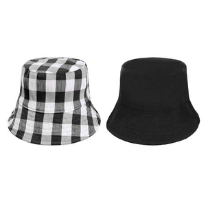 Black Wired Brim Plaid Check Patterned Reversible Bucket Hat, show your trendy side with this Plaid Check Patterned bucket hat. Have fun and look Stylish. You can easily fold this bucket hat and put it in any backpack. Perfect for that bad hair day, or simply casual everyday wear; Great gift for that fashionable on-trend friend. Perfect Gift Birthday, Holiday, Christmas.
