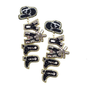 Black Yall Felt Back Beaded Message Dangle Earrings, will remind you to enjoy the journey as you wander, dream, and reach for your goals. Wear these earrings to make your graduation journey meaningful & colorful. Perfect graduation gift for your friends, family & loved ones. Make your grad stunning & meaningful.