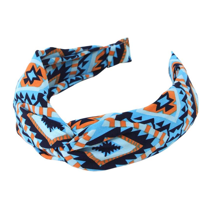 Blue Aztec Patterned Twisted Headband, Push your hair back and spice up any plain outfit with this twisted Aztec-patterned headband! Be the ultimate trendsetter & be prepared to receive compliments wearing this chic headband with all your stylish outfits! Add a super neat and trendy twist to any boring style. Perfect for everyday wear, special occasions, outdoor festivals, and more. Awesome gift idea for your loved one or yourself.