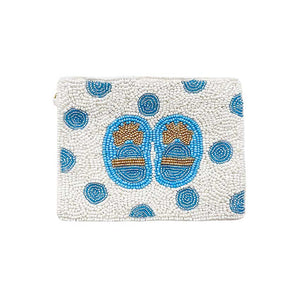 Blue Baby Shoes Seed Beaded Mini Pouch Bag, perfectly goes with any outfit and shows your trendy choice to make you stand out on your special occasion. Carry out this message-themed mini pouch bag while attending a special occasion. Perfect for carrying makeup, money, credit cards, keys or coins, etc. It's lightweight and perfect for easy carrying. Put it in your bag and find it quickly with its eye-catchy colors.