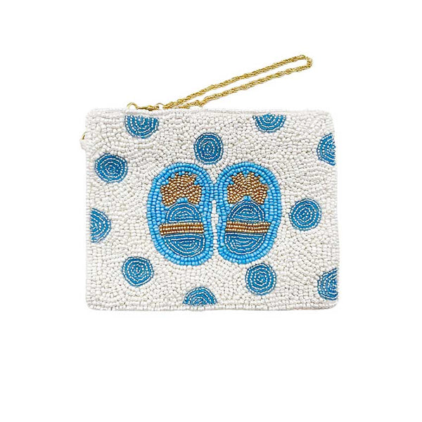 Blue Baby Shoes Seed Beaded Mini Pouch Bag, perfectly goes with any outfit and shows your trendy choice to make you stand out on your special occasion. Carry out this message-themed mini pouch bag while attending a special occasion. Perfect for carrying makeup, money, credit cards, keys or coins, etc. It's lightweight and perfect for easy carrying. Put it in your bag and find it quickly with its eye-catchy colors.