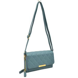 Blue Beautiful Minimalist PU Lather Quilted Flap Bag, This cross-body bag is a stylish day-to-night accessory. It's a simple but eye-catching accessory to enrich your look with any outfit. The outer is adorned with quilting and stamped with branded hardware and you'll find a roomy compartment inside complete with a zipped pocket. Versatile enough for wearing straight through the week, perfectly lightweight to carry around all day.