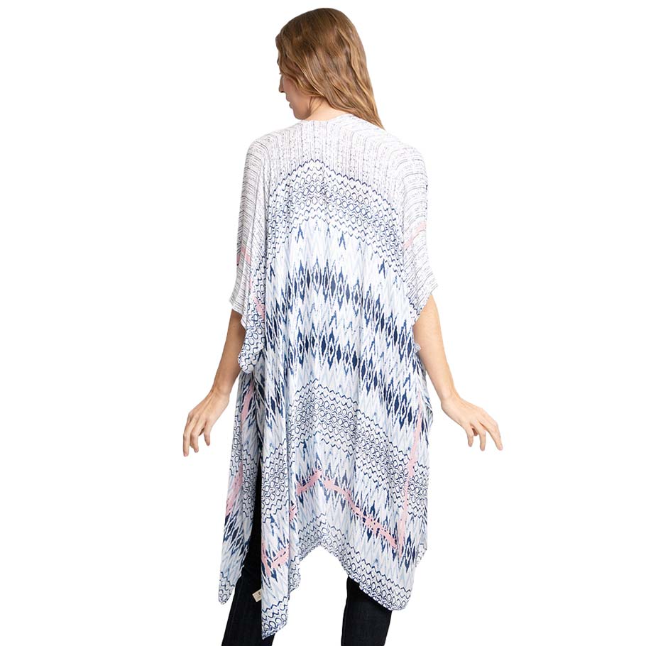Blue Boho Patterned Cover Up Kimono Poncho, this timeless cover-up kimono poncho is Soft, lightweight, & made of breathable fabric. It's close to the skin and comfortable to Wear. The kimono is sophisticated, flattering, & cozy. It looks perfectly breezy and laid-back as you head to the beach. A fashionable eye-catcher with an attractive boho pattern that will quickly become one of your favorite accessories.