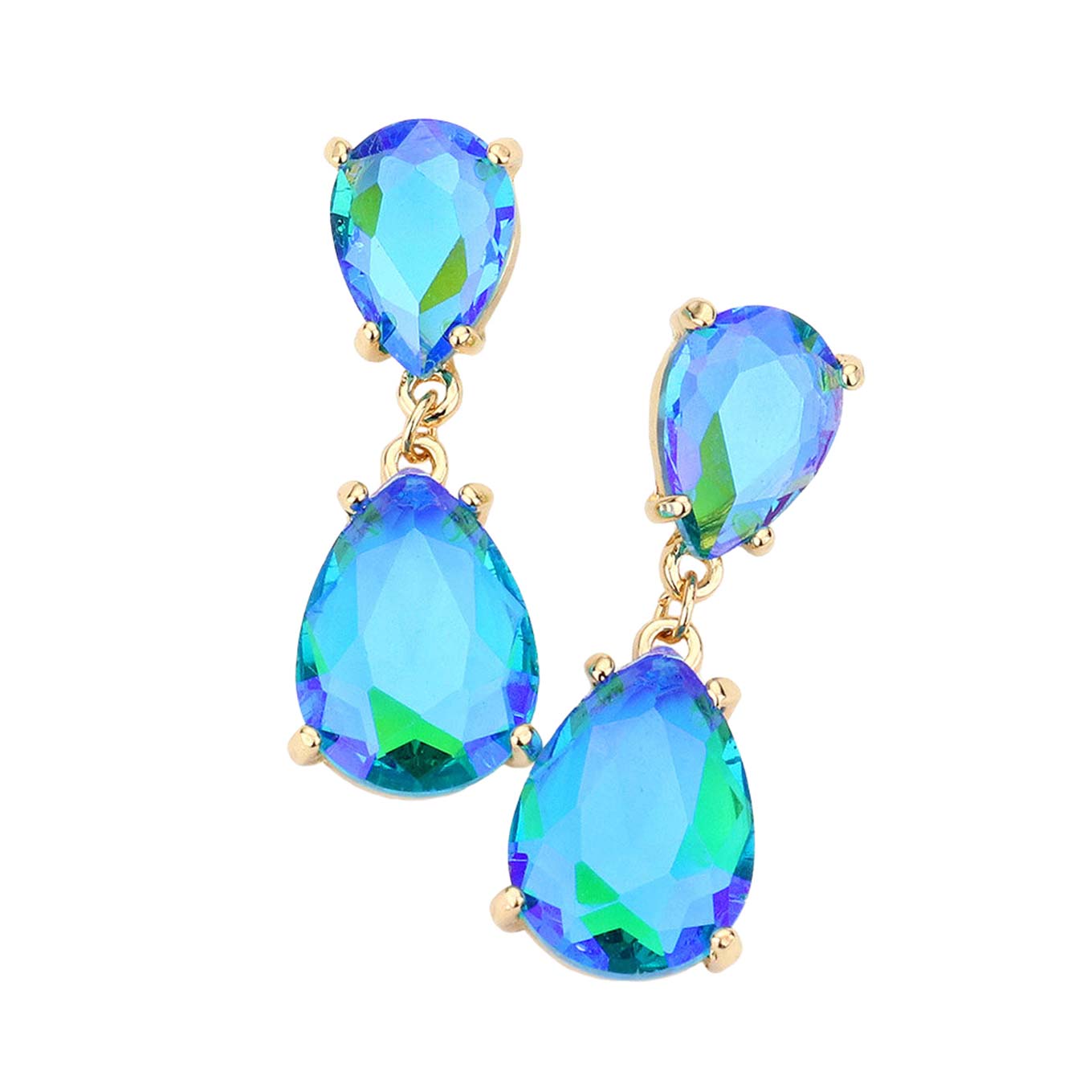Blue Double Teardrop Link Dangle Evening Earrings, Beautiful teardrop-shaped dangle drop earrings. These elegant, comfortable earrings can be worn all day to dress up any outfit. Wear a pop of shine to complete your ensemble with a classy style. The perfect accessory for adding just the right amount of shimmer and a touch of class to special events. Jewelry that fits your lifestyle and makes your moments awesome!