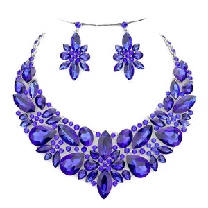 Blue Elegant Special Occasion Multi Stone Evening Necklace. Beautifully crafted design adds a gorgeous glow to any outfit. Jewelry that fits your lifestyle! Perfect Birthday Gift, Anniversary Gift, Mother's Day Gift, Anniversary Gift, Graduation Gift, Prom Jewelry, Just Because Gift, Thank you Gift.