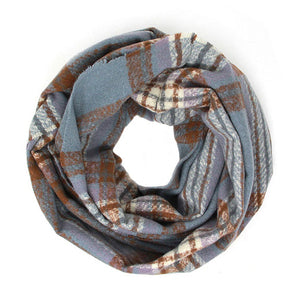 Blue Fall Winter Plaid Check Infinity Scarf, Accent your look with this soft, highly versatile scarf. Great for daily wear in the cold winter to protect you against chill, classic infinity-style scarf & amps up the glamour with plush material that feels amazing snuggled up against your cheeks.