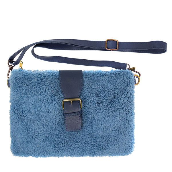 Blue Fashionable Sherpa Fleece Belt Crossbody Bag, This high quality belt crossbody bag is both unique and stylish. perfect for money, credit cards, keys or coins, comes with a wristlet for easy carrying, light and simple. Look like the ultimate fashionista carrying this trendy Shimmery Sherpa Fleece Belt Crossbody Bag!