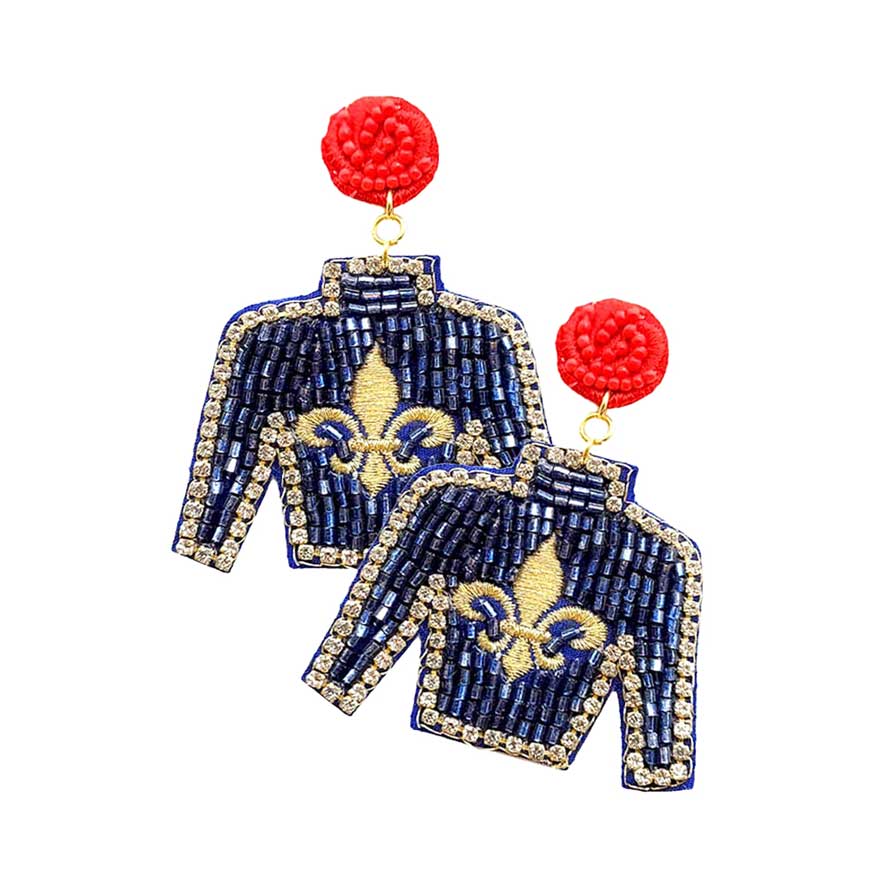 Blue Felt Back Seed Beaded Fleur de Lis Top Dangle Earrings, are beautifully crafted earrings that dangle on your earlobes with a perfect glow to make you stand out and show your unique and beautiful look everywhere. Put on a pop of color to complete your ensemble stylishly with these Fleur de Lis-themed earrings. Highlight your appearance and grasp everyone's eye at any place. Enhance your attire with these beautiful artisanal earrings to show off your fun trendsetting style.