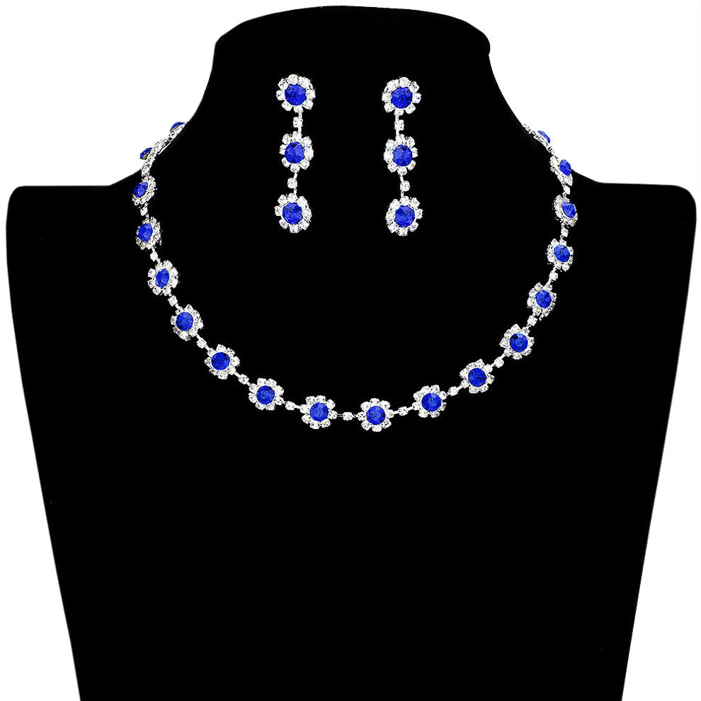 Blue Floral Crystal Rhinestone Collar Necklace, a beautifully crafted design adds a gorgeous glow to your special outfit. Rhinestone collar necklaces that fit your lifestyle on special occasions! The perfect accessory for adding just the right amount of shimmer and a touch of class to special events. 