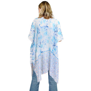 Blue Flower Patterned Cover Up Kimono Poncho, beautifully flower-patterned Poncho is made of soft and breathable material that amps up your real and gorgeous look with a perfect attraction anywhere, anytime. Its eye-catchy design makes you stand out. Coordinate this cover-up kimono with any ensemble to finish in perfect style and get ready to receive beautiful compliments.
