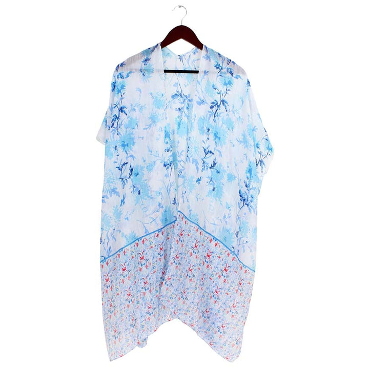 Blue Flower Patterned Cover Up Kimono Poncho, beautifully flower-patterned Poncho is made of soft and breathable material that amps up your real and gorgeous look with a perfect attraction anywhere, anytime. Its eye-catchy design makes you stand out. Coordinate this cover-up kimono with any ensemble to finish in perfect style and get ready to receive beautiful compliments.