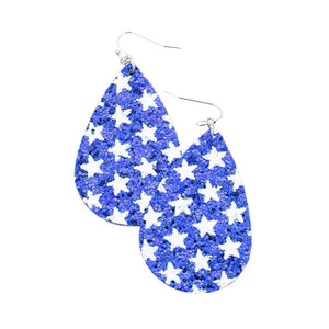 Blue Glitter Star Teardrop Earrings. Show your love for our country with this sweet patriotic USA flag star shaped American Flag Earrings. Featuring red, white and blue stars and stripes for a bit of fashionable fireworks flair.Enhance your attire with these vibrant artisanal earrings to show off your fun trendsetting style. Perfect Birthday Gift, Anniversary Gift, Mother's Day Gift, Thank you Gift.