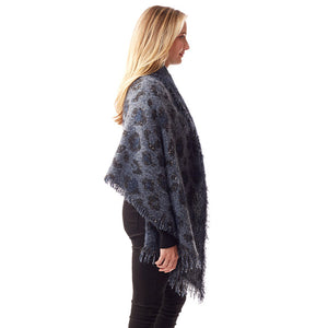 Fall Winter Leopard Patterned Spangled Shawl Scarf