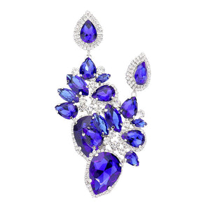 Blue Marquise Teardrop Stone Cluster Dangle Evening Earrings, put on a pop of color to complete your ensemble. Perfect for adding just the right amount of shimmer & shine and a touch of class to special events. Perfect Birthday Gift, Anniversary Gift, Mother's Day Gift, Graduation Gift.