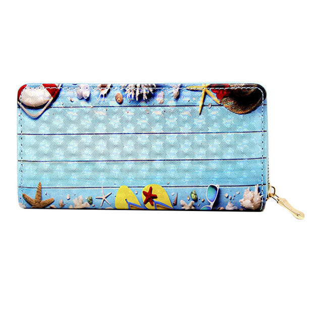 Blue Multi Sealife Shell Starfish 3D Hologram Wallet, Sealife Zipper Wallet look like the ultimate fashionista, beautiful 3D hologram wallet. Perfect for grab and go errands. Perfect Birthday Gift, Anniversary Gift, Just Because Gift, Mother's day Gift, Summer, Sea Life & night out on the beach etc.