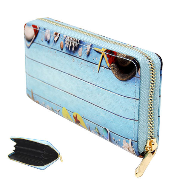 Blue Multi Sealife Shell Starfish 3D Hologram Wallet, Sealife Zipper Wallet look like the ultimate fashionista, beautiful 3D hologram wallet. Perfect for grab and go errands. Perfect Birthday Gift, Anniversary Gift, Just Because Gift, Mother's day Gift, Summer, Sea Life & night out on the beach etc.