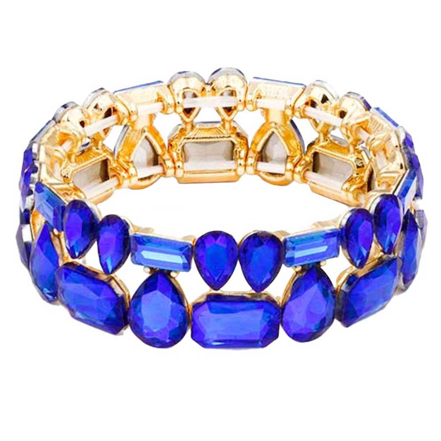 Blue Multi Stone Stretch Evening Bracelet, look as majestic on the outside as you feel on the inside, eye-catching sparkle, sophisticated look you have been craving for!  Can go from the office to after-hours easily, adds a stunning glow to any outfit. Stylish bracelet that is easy to put on, take off. Perfect gift for you or a loved one!