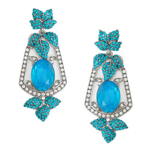 Blue Oval Crystal Rhinestone Leaf Evening Earrings. Look like the ultimate fashionista with these Earrings! Add something special to your outfit this Valentine! special It will be your new favorite accessory. Perfect Birthday Gift, Anniversary Gift, Mother's Day Gift, Graduation Gift, Valentine's Day Gift.