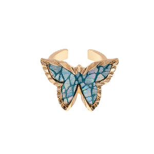 Blue Patterned Butterfly Ring, this butterfly ring will remind you that you can achieve what you set out to do. Butterfly represents transformation and new beginnings. If you are drawn to classy and refined styles, this exquisite detailed ring is the best match for you. Jewelry that fits your lifestyle! This butterfly ring is a great gift for a bugs insects admirer. Perfect Birthday Gift, Anniversary Gift, Mother's Day Gift, Valentine's Gift, Graduation Gift, Just Because Gift, Thank you Gift.