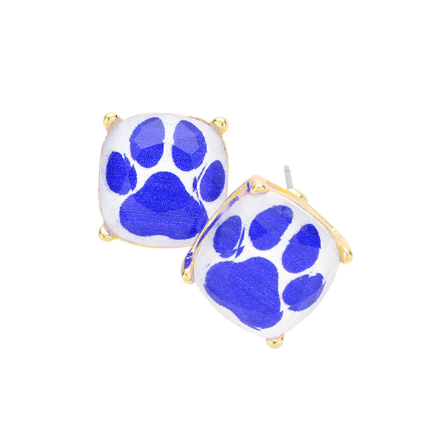 Black Paw Accented Square Stud Earrings, Animal inspired paw stud earrings fun handcrafted jewelry that fits your lifestyle, adding a pop of pretty color. The beautifully crafted design adds a gorgeous glow to any outfit. Enhance your attire with these vibrant artisanal earrings to show off your fun trendsetting style.