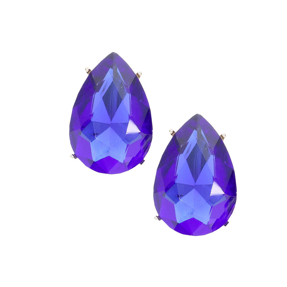 Blue Post Back Teardrop Stone Evening Earrings. Beautifully crafted design adds a gorgeous glow to any outfit. Jewelry that fits your lifestyle! Perfect Birthday Gift, Anniversary Gift, Mother's Day Gift, Anniversary Gift, Graduation Gift, Prom Jewelry, Just Because Gift, Thank you Gift.