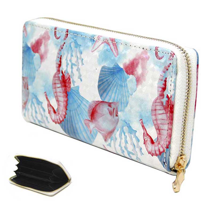 Blue Red Sealife 3D Hologram Wallet, Sealife Zipper Wallet look like the ultimate fashionista, beautiful 3D hologram wallet. Perfect for grab and go errands. Perfect Birthday Gift, Anniversary Gift, Just Because Gift, Mother's day Gift, Summer, Sea Life & night out on the beach etc.