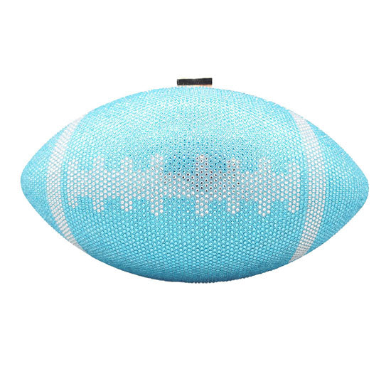 Blue Rhinestone Football Clutch Bag. Look like the ultimate fashionista when carrying this small chic bag, great for when you need something small to carry or drop in your bag. Keep your keys handy & ready for opening doors as soon as you arrive. Perfect Birthday Gift, Anniversary Gift, Mother's Day Gift.