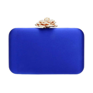 Blue Rhinestone Pave Rose Clasp Evening Clutch Bag, This high-quality Evening Clutch Bag is both unique and stylish. Take your look from bland to glam with the bold attitude of this embellished clutch. Perfect for lipstick, money, credit cards, keys or coins and many more things, light and gorgeous. Suitable for weekends, weddings, evening parties, cocktail various parties, night out or any special occasions and so on. 