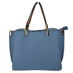 Blue Simpler Times Bucket Crossbody Bags For Women. A great everyday casual shoulder bag composed of Faux leather. A simple design with subtle gold hardware details on the closure.  Magnetic snap closure for an inner zipper pouch opening spacious to hold your phone, wallet, and other essentials securely.