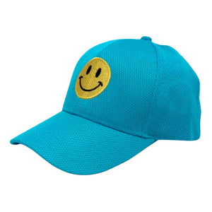 Blue Smile Accented Mesh Baseball Cap, features an embroidered smile face patch on the front, bringing a smile to everyone you pass by and showing your kindness to others. These are Perfect Birthday gifts, Anniversary gifts, Mother's Day gifts, Graduation gifts, or Valentine's Day gifts, or any occasion.