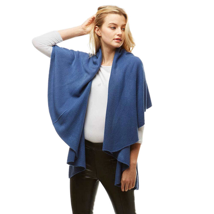 Solid Color Detail Wide Soft Knit Cape Poncho Shawl Vest, the perfect accessory, luxurious, trendy, super soft chic capelet, keeps you warm & toasty. You can throw it on over so many pieces elevating any casual outfit! Perfect Gift Birthday, Holiday, Christmas, Anniversary, Wife, Mom, Special Occasion