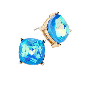 Blue Square Stone Stud Earrings. Look like the ultimate fashionista with these Earrings! Add something special to your outfit this Valentine! Special It will be your new favorite accessory. Perfect Birthday Gift, Mother's Day Gift, Anniversary Gift, Graduation Gift, Prom Jewelry, Valentine's Day Gift, Thank you Gift.