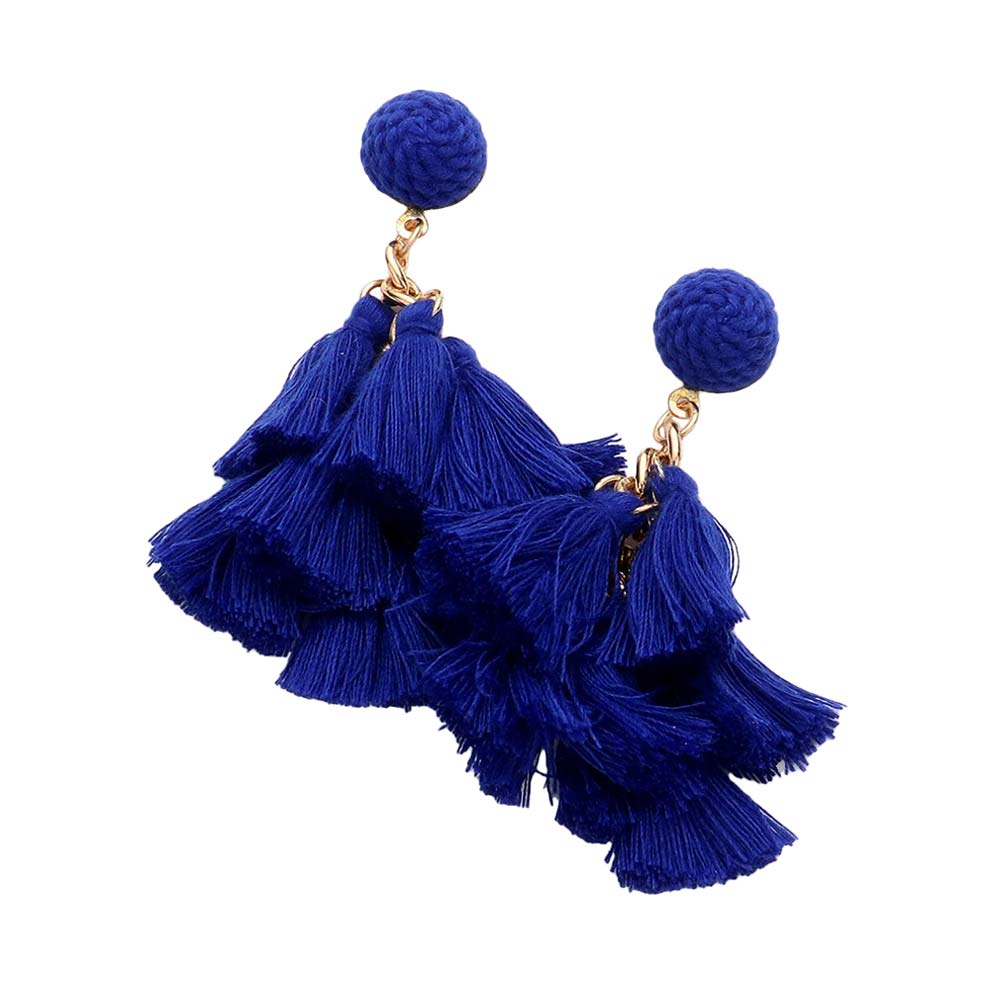 Blue Tassel Cluster Vine Dangle Earrings, are beautifully designed with cluster vine on a tassel theme to put on a pop of color and complete your ensemble. Perfect for adding the perfect beauty & glamor everywhere. Perfect gift for Birthdays, Anniversaries, Mother's Day, Graduation, etc. Show off your trendy choice & perfect combination with these beautiful earrings.