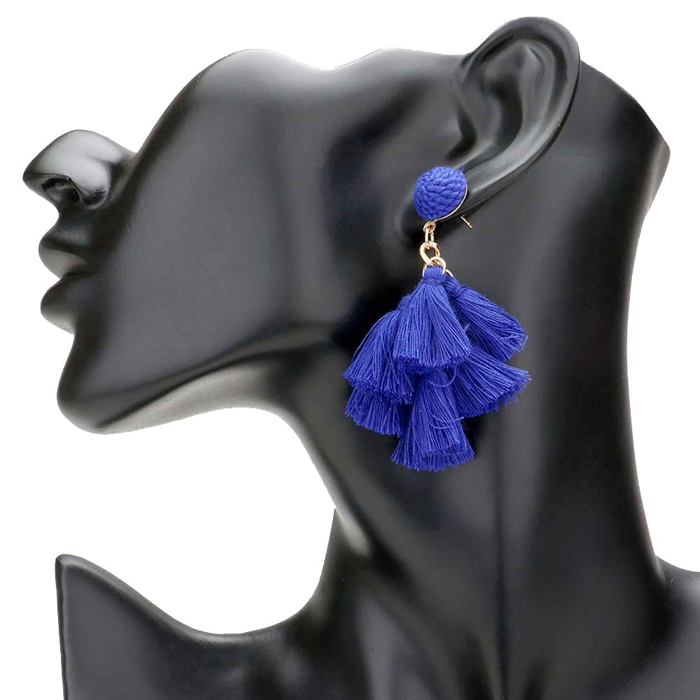 Blue Tassel Cluster Vine Dangle Earrings, are beautifully designed with cluster vine on a tassel theme to put on a pop of color and complete your ensemble. Perfect for adding the perfect beauty & glamor everywhere. Perfect gift for Birthdays, Anniversaries, Mother's Day, Graduation, etc. Show off your trendy choice & perfect combination with these beautiful earrings.