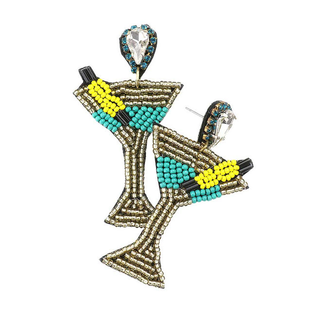 Blue Teardrop Stone Seed Bead Cocktail Earrings, This seed-beaded jewelry fits your lifestyle, adding a polished finish to your look. Enhance your attire with these beautiful artisanal earrings to show off your fun trendsetting style. Lightweight and comfortable for wearing all day long. They are the perfect addition to your earrings collection.