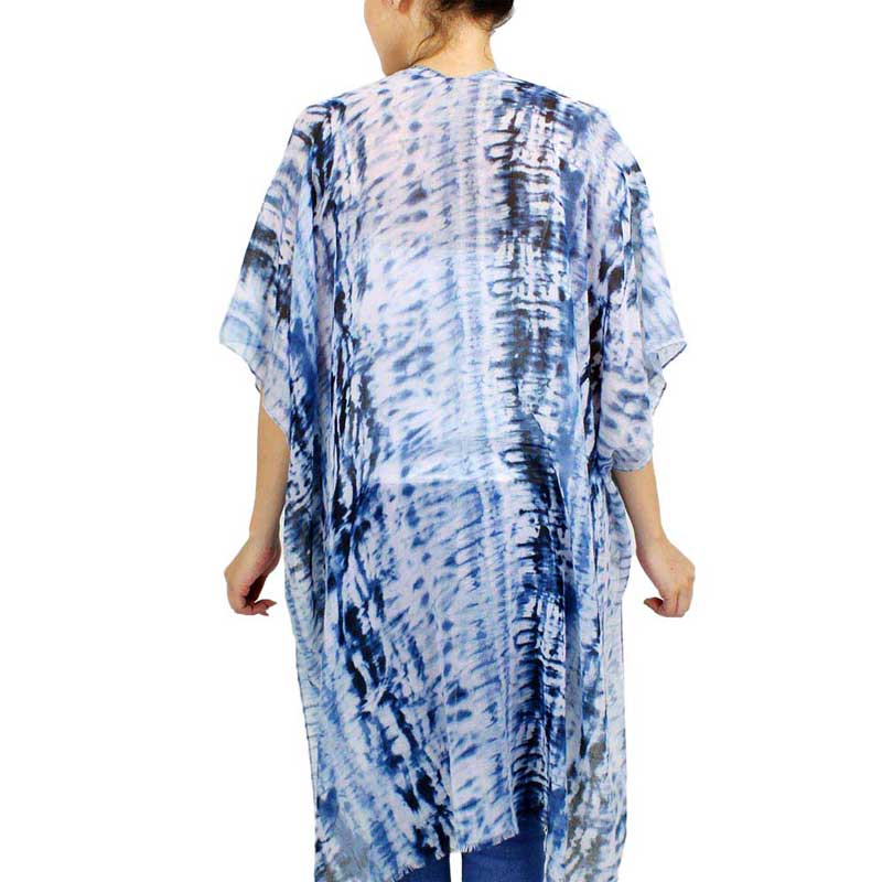 Blue Tie Dye Cover Up Kimono Poncho, on trend & fabulous, a luxe addition to any weather ensemble. The perfect accessory, luxurious, trendy, super soft chic capelet, keeps you very comfortable. You can throw it on over so many pieces elevating any casual outfit! Perfect Gift for Wife, Mom, Birthday, Holiday, Anniversary, Fun Night Out.